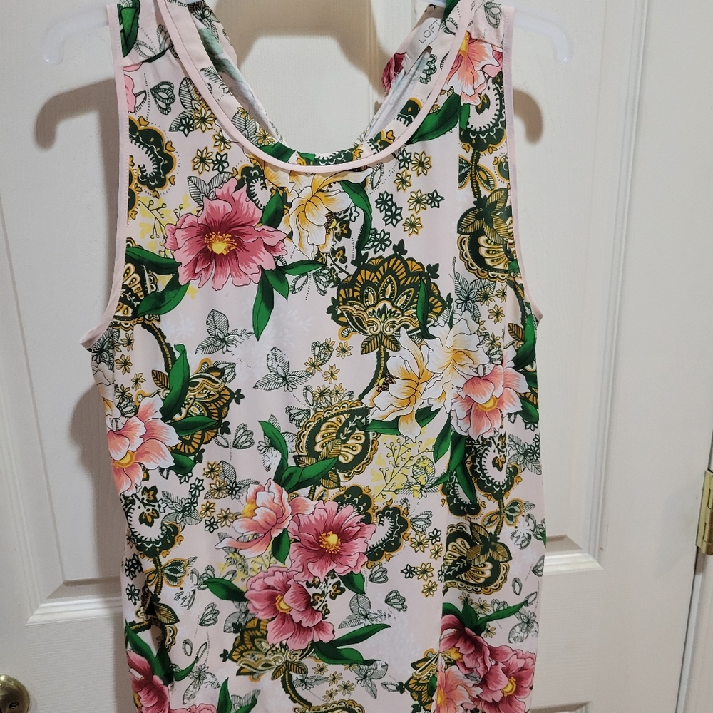 Loft Floral Sleeveless Top - Pink and Green